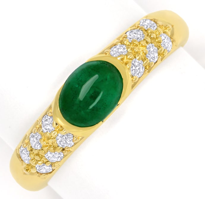 Foto 2 - Bandring mit Spitzen Smaragd, Pavee Diamanten, Gelbgold, S1558