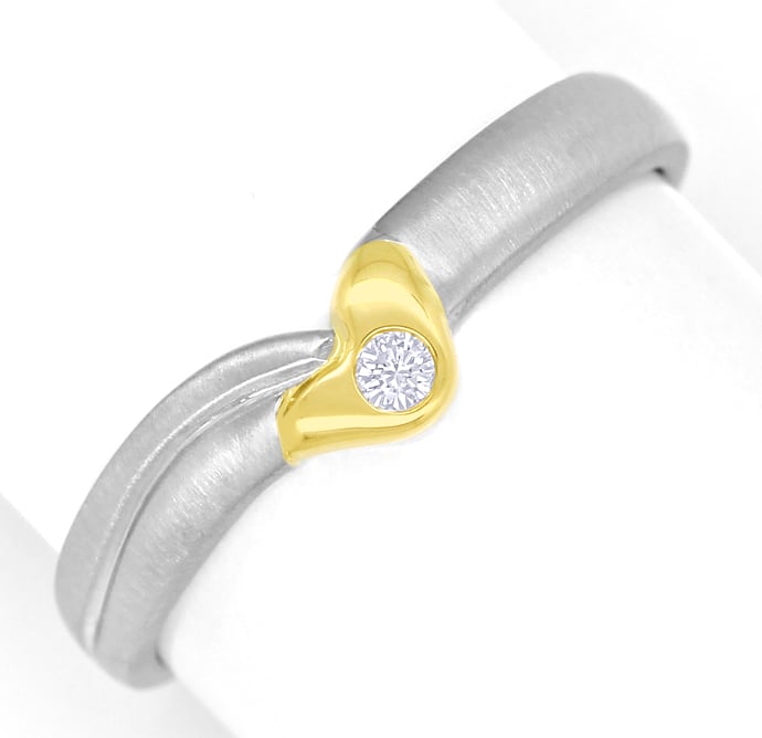 Foto 2 - Design-Ring mit lupenreinem Brillant in Platin und Gold, S1792
