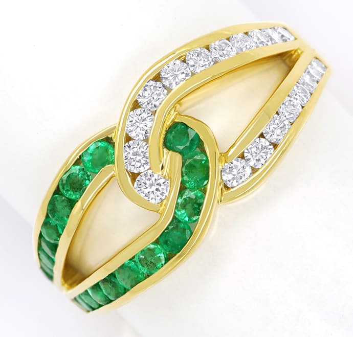 Foto 2 - Diamantring Spitzen Smaragde und Brillanten 18K Gold, S2211
