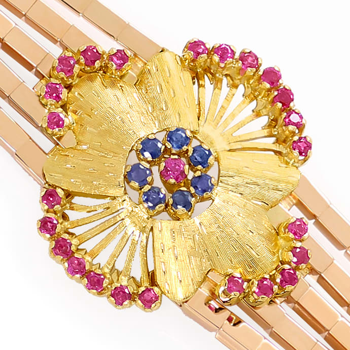 Foto 3 - Exquisites Gold-Armband mit Spitzen Rubinen und Safiren, S3093