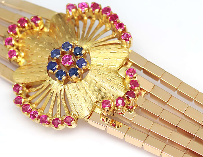 Foto 4 - Exquisites Gold-Armband mit Spitzen Rubinen und Safiren, S3093