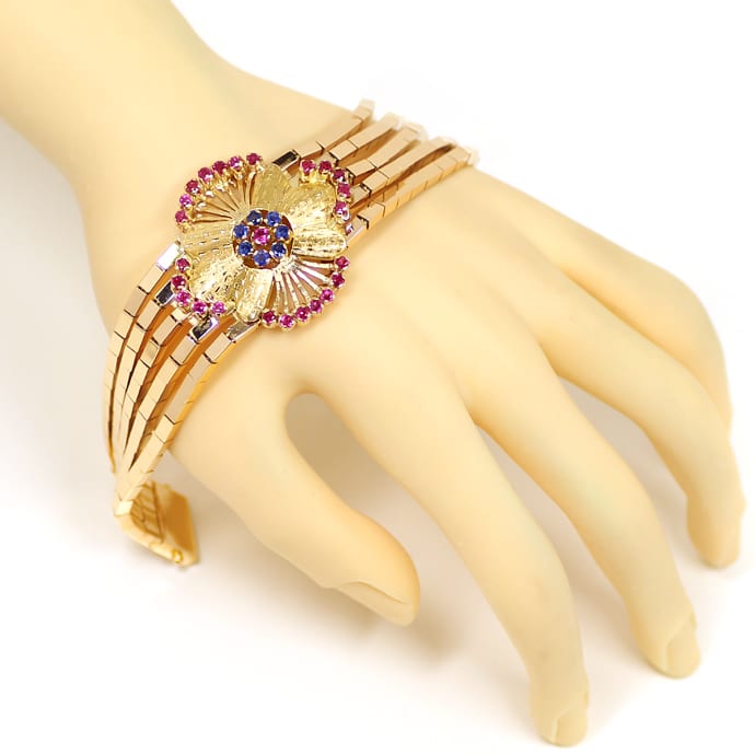 Foto 6 - Exquisites Gold-Armband mit Spitzen Rubinen und Safiren, S3093
