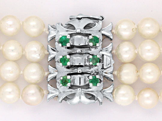 Foto 2 - 4Reihiges Perlenarmband Smaragd Weißgoldschloss, S4596