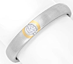 Foto 1 - Platin Brillant-Ring mit Gelbgold Streifen, S6521
