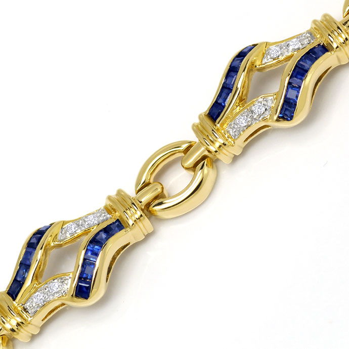 Foto 2 - Design-Armband mit Brillanten und Safiren, 18K Gelbgold, S9114