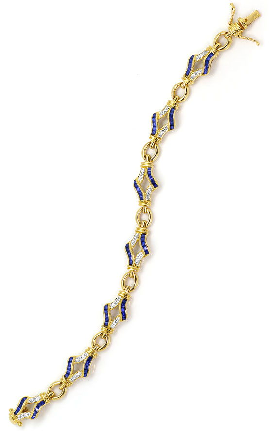 Foto 3 - Design-Armband mit Brillanten und Safiren, 18K Gelbgold, S9114