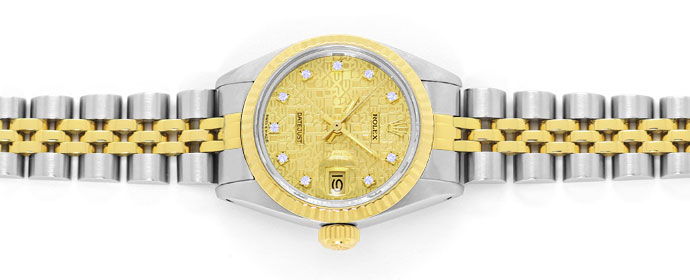 Foto 1 - Rolex Datejust Diamant Zifferblatt Stahl-Gold Damen Uhr, U2452